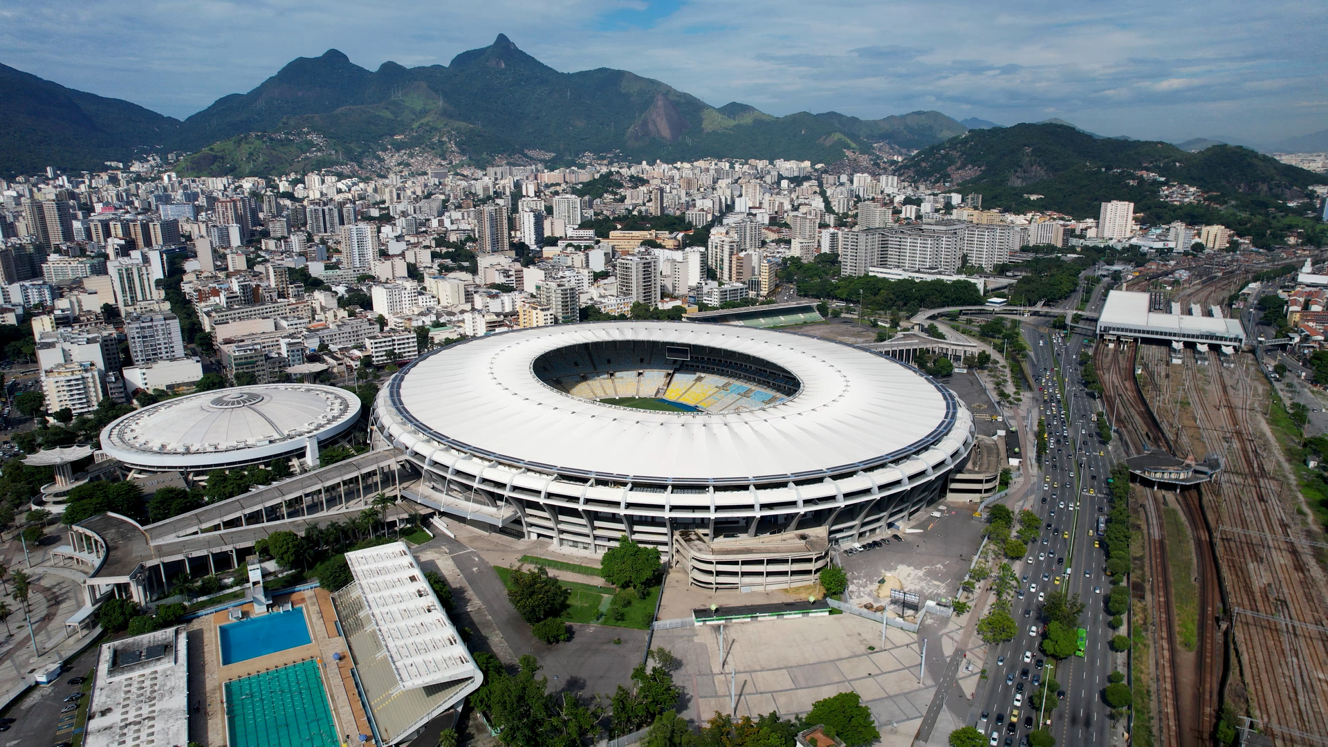 Vista aérea do Estádio do Maracanã no Rio de Janeiro